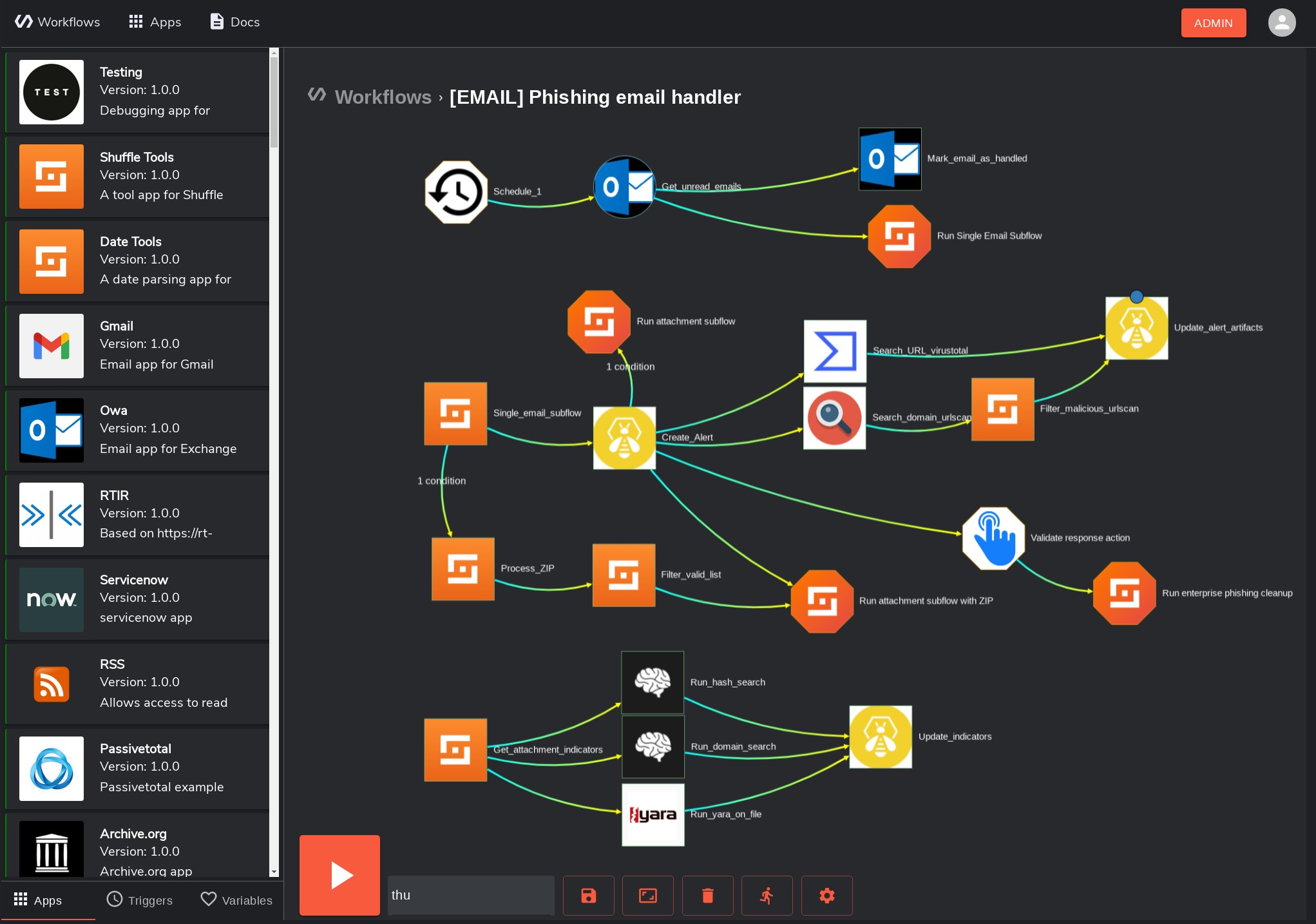 Shuffle workflow editor